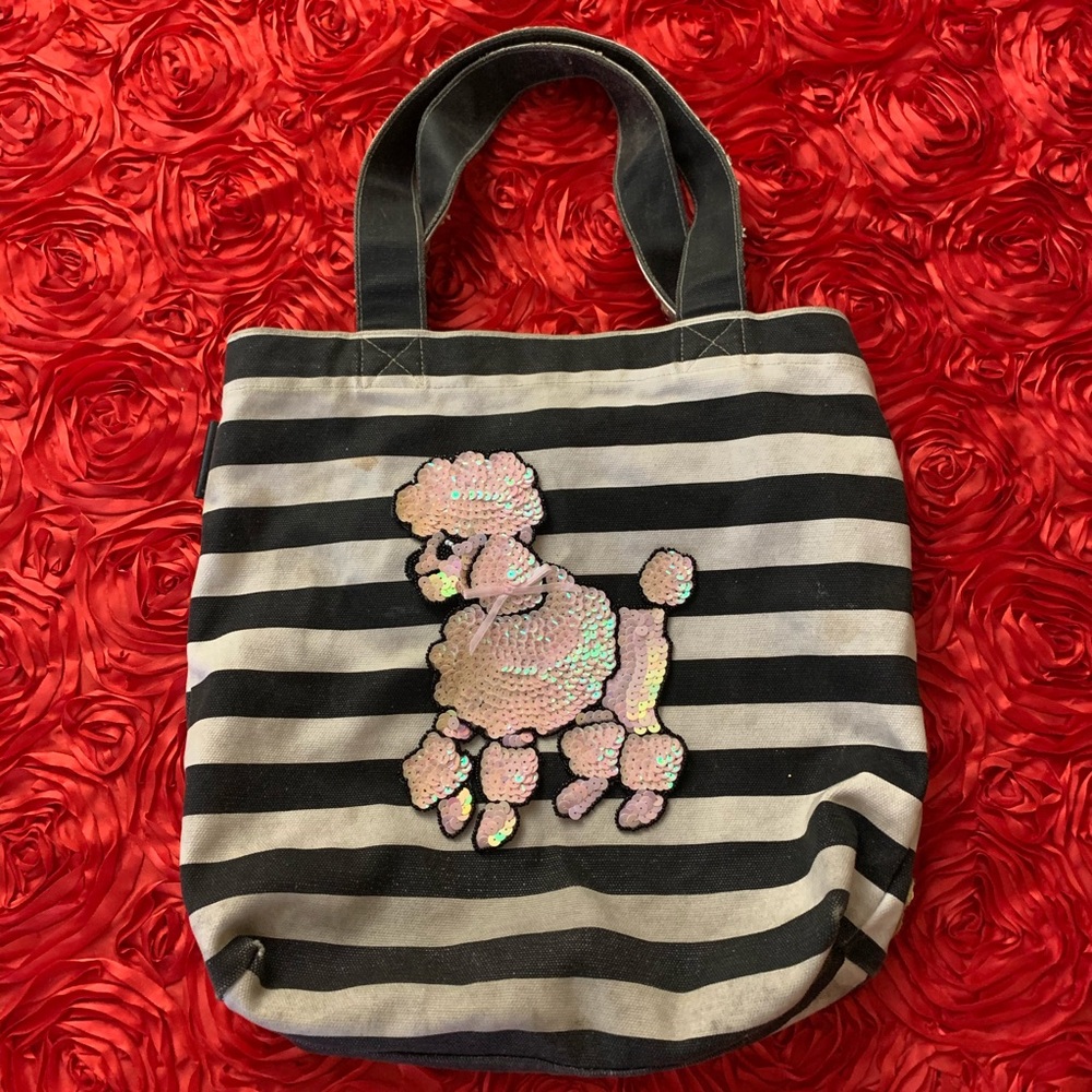 Vintage POODLE sequin patch NOS appliqué 8” x 6”